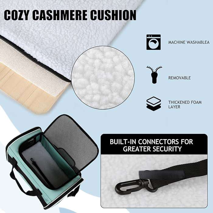Yipincover, Cat Dog Carriers Soft-Sided, Pet Travel Carrier for Small Cats Dogs Under to15lbs, Soft-Solid Collapsible Carrier,(Medium,Green) - Image 5
