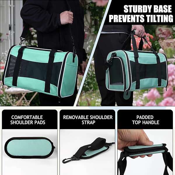 Yipincover, Cat Dog Carriers Soft-Sided, Pet Travel Carrier for Small Cats Dogs Under to15lbs, Soft-Solid Collapsible Carrier,(Medium,Green) - Image 6