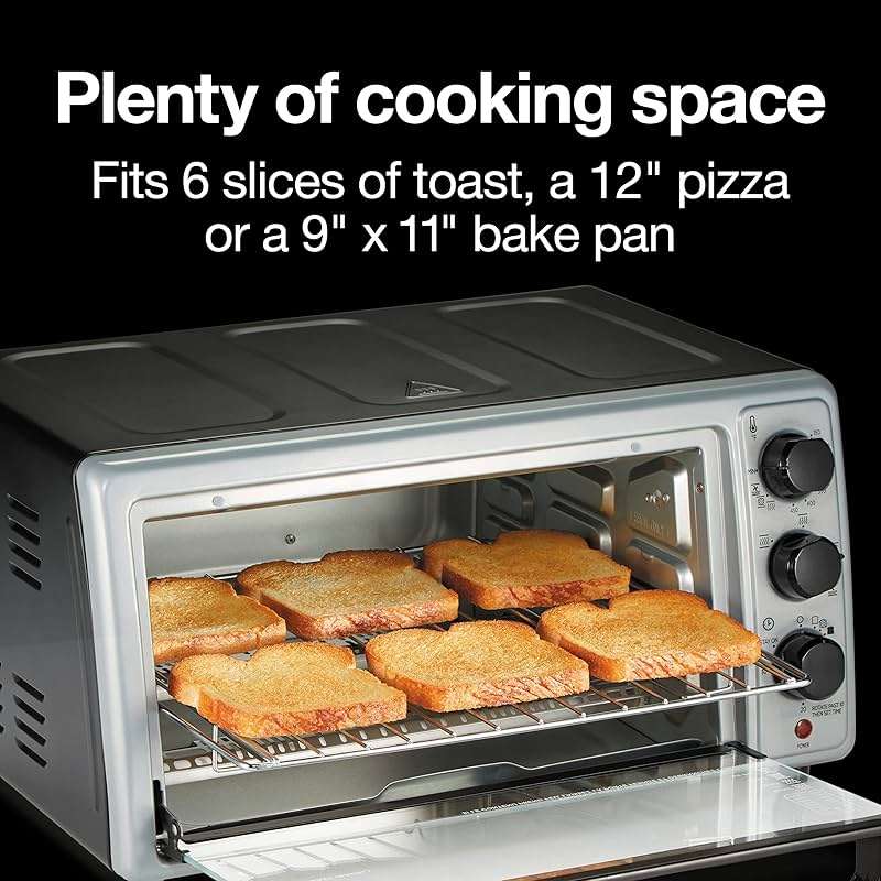 Proctor Silex Simply-Crisp Air Fryer Toaster Oven Combo with 4 Functions Including Convection, Air Fry, Bake & Broil, Fits 6 Slices or 12” Pizza, Auto Shutoff, Black (31275) - Image 5