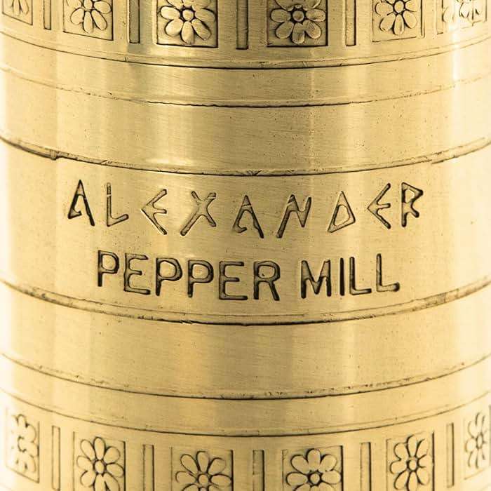 Alexander Home Original Greek Pepper Mill, 9-Inch Brass – European Manual Pepper Grinder Refillable, with Polishing Cloth - Image 4