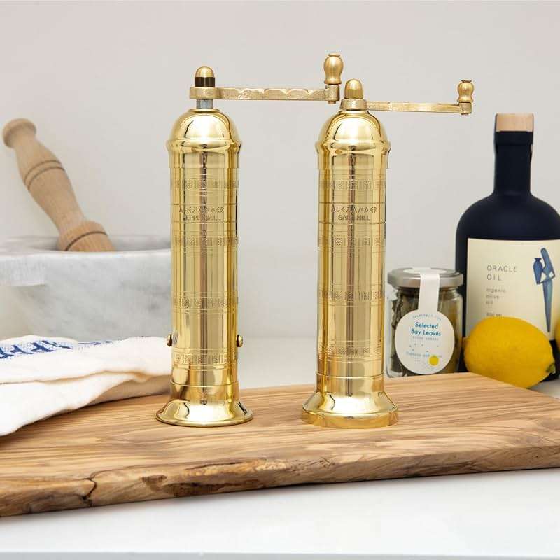 Alexander Home Original Greek Pepper Mill, 9-Inch Brass – European Manual Pepper Grinder Refillable, with Polishing Cloth - Image 8
