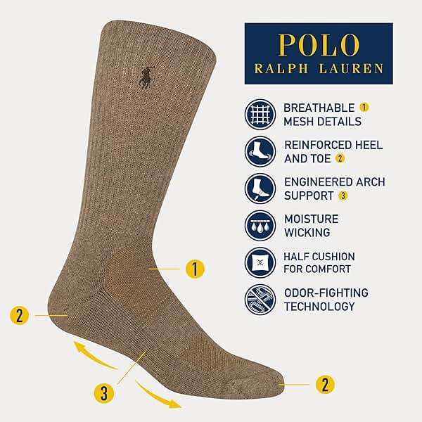 POLO RALPH LAUREN Men's Performance Crew Socks 6 Pack - Image 2