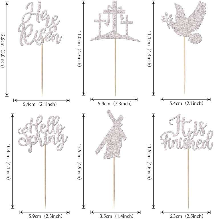 24 Pack Cross Cupcake Toppers Glitter It is Finished Peace Pigeon Cupcake Picks Hello Spring Cake Decorations for Christianity Theme Birthday Party Supplies Silver - Image 3