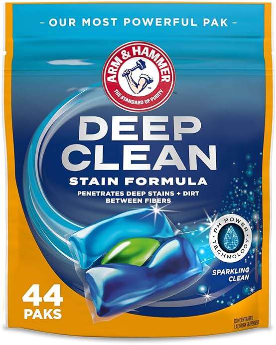ARM & HAMMER™ Deep Clean Stain Formula Laundry Detergent Power Paks, Laundry Stain Remover, Sparkling Clean Scent, 44 Count, 44 Loads - Image 1
