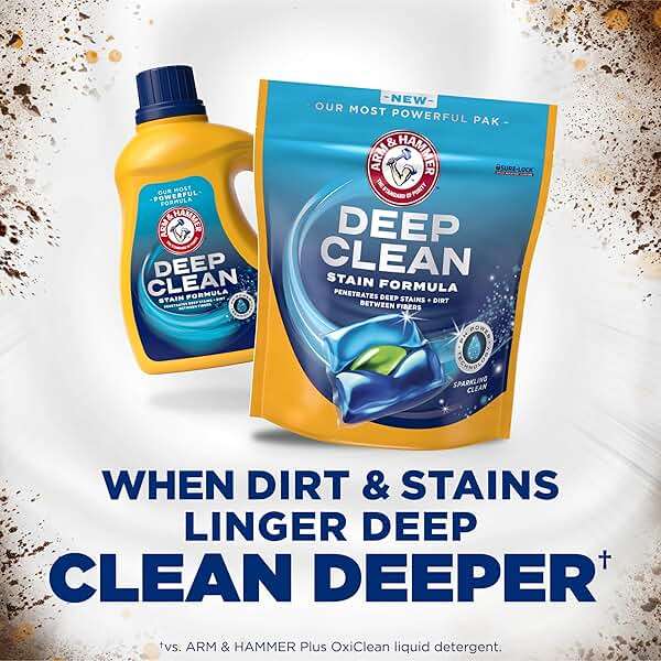 ARM & HAMMER™ Deep Clean Stain Formula Laundry Detergent Power Paks, Laundry Stain Remover, Sparkling Clean Scent, 44 Count, 44 Loads - Image 3