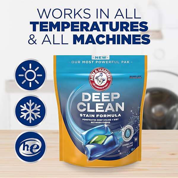 ARM & HAMMER™ Deep Clean Stain Formula Laundry Detergent Power Paks, Laundry Stain Remover, Sparkling Clean Scent, 44 Count, 44 Loads - Image 8