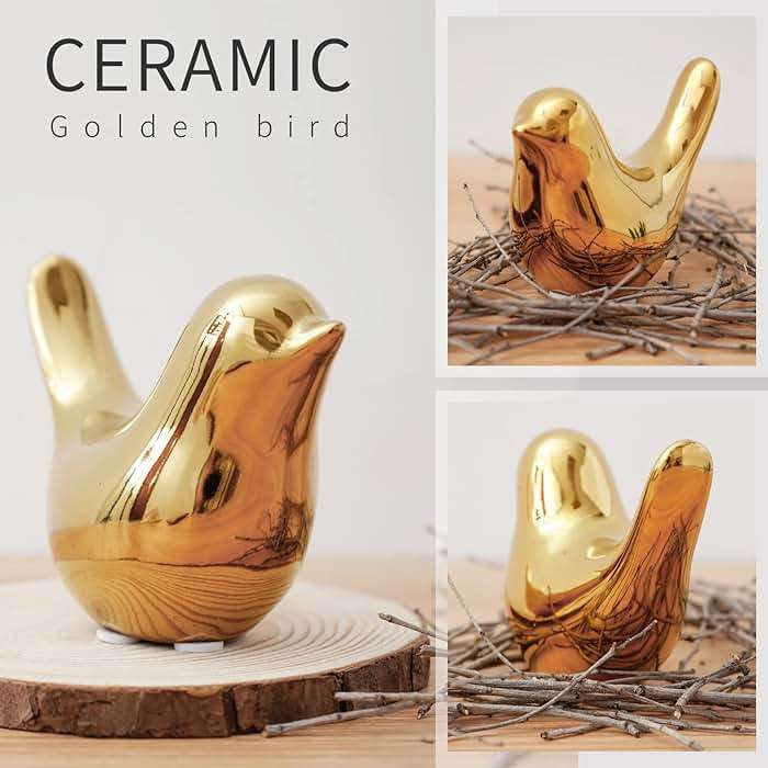 Notakia Gold Home Decor Small Birds Statues Modern Style Decorative Ornaments for Living Room Decor, Bedroom, Office Desktop, Cabinets (2Pcs Gold Birds) - Image 4