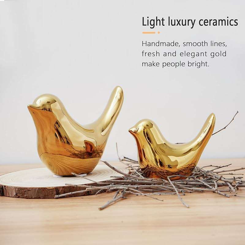 Notakia Gold Home Decor Small Birds Statues Modern Style Decorative Ornaments for Living Room Decor, Bedroom, Office Desktop, Cabinets (2Pcs Gold Birds) - Image 5