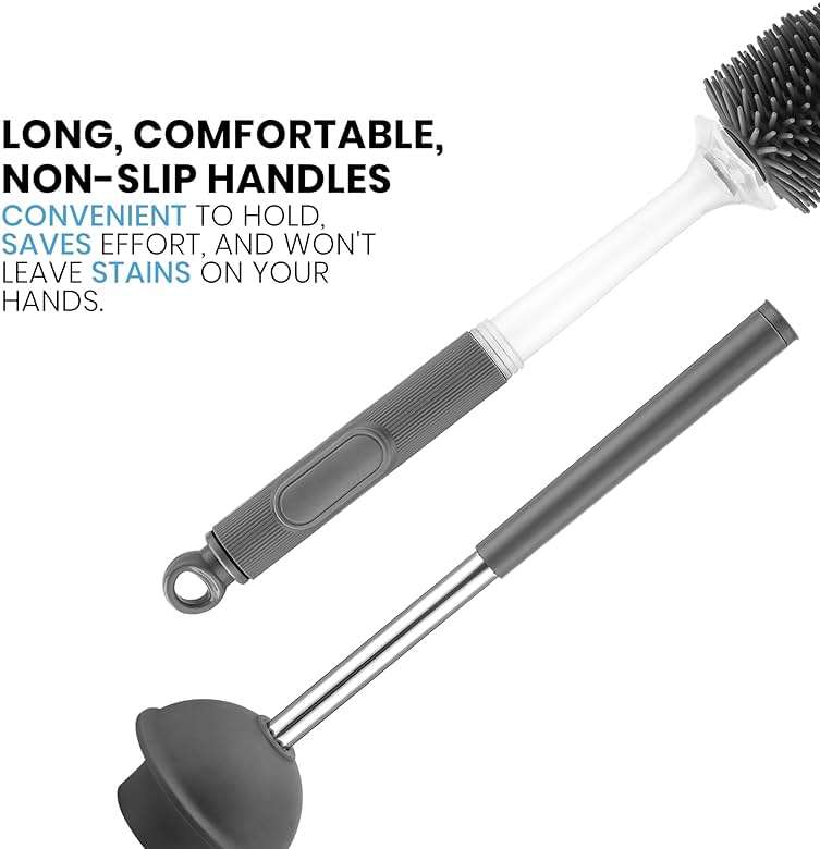 ToiletBuddies Toilet Brush & Plunger Set - Toilet Bowl Brush and Holder, Refillable Liquid Dispenser Brush - 2 in 1 Silicone Toilet Brush & Plunger Set for Bathroom - Image 5