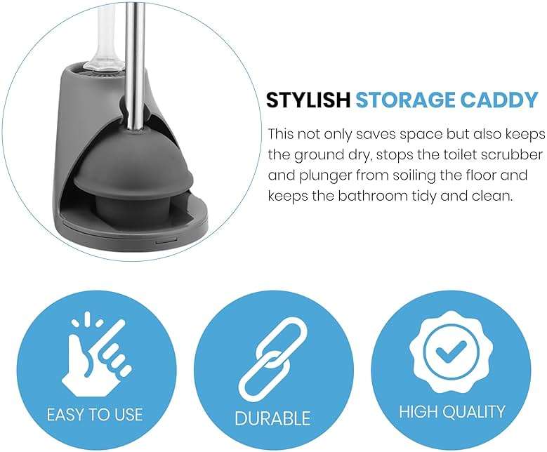 ToiletBuddies Toilet Brush & Plunger Set - Toilet Bowl Brush and Holder, Refillable Liquid Dispenser Brush - 2 in 1 Silicone Toilet Brush & Plunger Set for Bathroom - Image 8