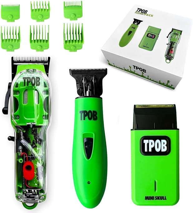 TPOB Slime 2 Barber Hair Clippers Trimmer Shaver Set for Men with Matte Green Case and X Fade Blade - Image 1