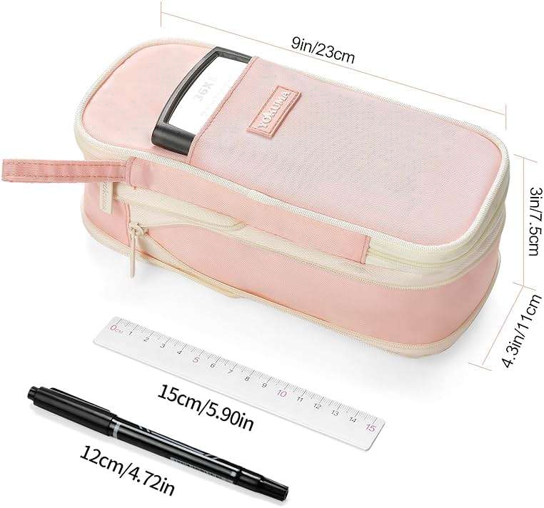 YOKUMA Pencil Case Cute Pencil Pouch for Girls Big Capacity Pen Bag Box, Kawaii Aesthetic College School Supplies for Student Teen Adults Preppy, Pink - Image 2