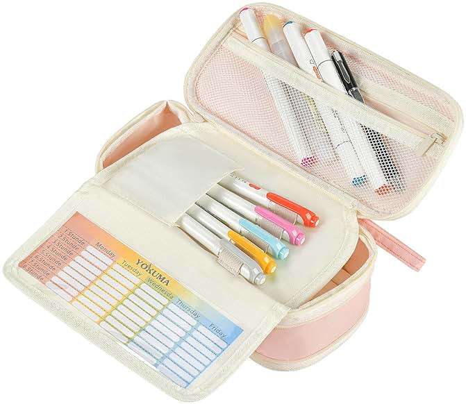 YOKUMA Pencil Case Cute Pencil Pouch for Girls Big Capacity Pen Bag Box, Kawaii Aesthetic College School Supplies for Student Teen Adults Preppy, Pink - Image 7