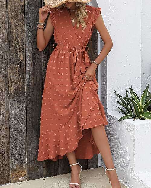 BTFBM Boho Dresses for Women 2026 Summer Fashion Cap Sleeve Swiss Dot Flowy Ruffle Beach Wedding Cocktail Maxi Dress - Image 2