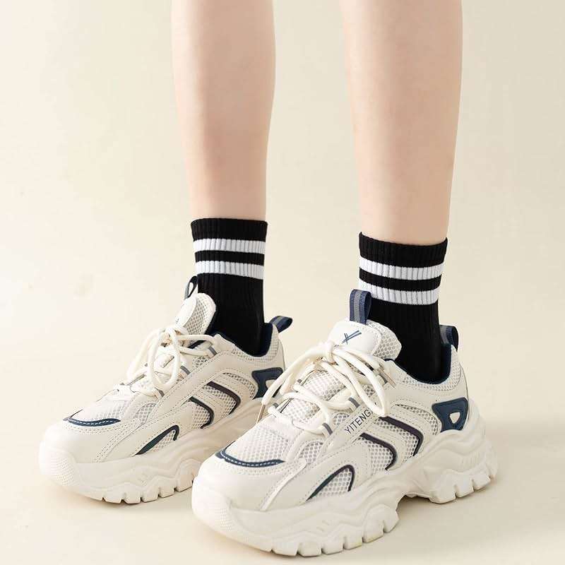 Digoon 6 Pairs Fashion Striped Athletic Socks for Women,Casual Cute Vintage Crew Socks,All Season Socks for Women - Image 2
