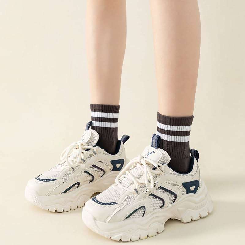 Digoon 6 Pairs Fashion Striped Athletic Socks for Women,Casual Cute Vintage Crew Socks,All Season Socks for Women - Image 4