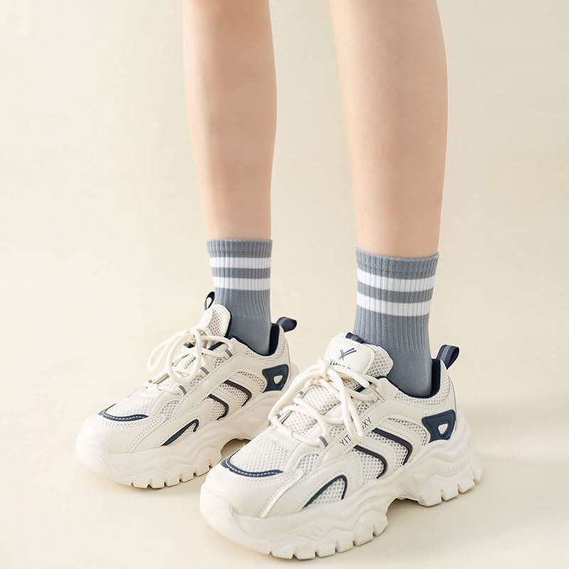 Digoon 6 Pairs Fashion Striped Athletic Socks for Women,Casual Cute Vintage Crew Socks,All Season Socks for Women - Image 5