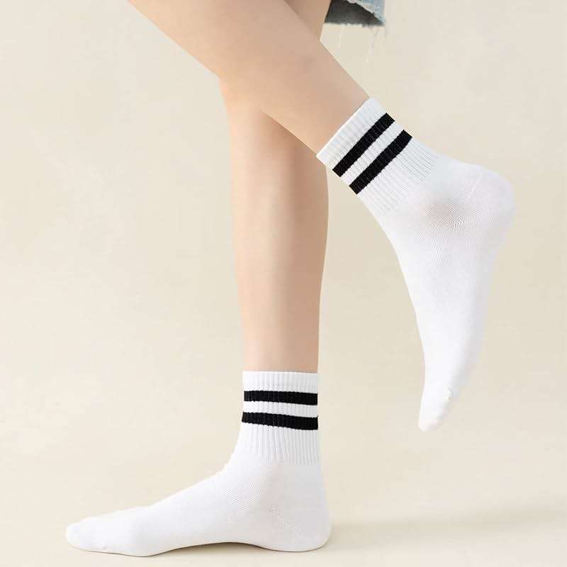 Digoon 6 Pairs Fashion Striped Athletic Socks for Women,Casual Cute Vintage Crew Socks,All Season Socks for Women - Image 6