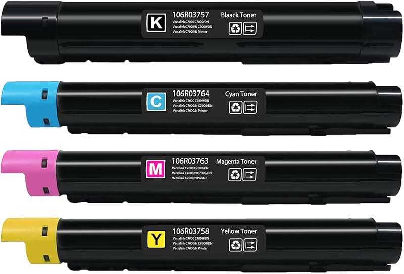 VersaLink C7000 High Capacity Toner Cartridges (4-Pack,Black/Cyan/Magenta/Yellow ) - Compatible 106R03757 106R03764 106R03763 106R03758 Toner Replacement for Xerox Versalink C7000 C7000DN Printer - Image 2