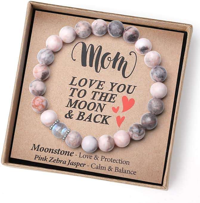 THEMEROL Handmade Natural Crystal Gifts for Mom/Aunt/Sister/Mommy to be/Godmother/Wife/Grandma-Love/Balance Meaningful Bracelet - Image 1