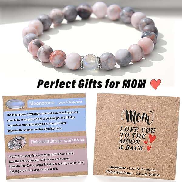 THEMEROL Handmade Natural Crystal Gifts for Mom/Aunt/Sister/Mommy to be/Godmother/Wife/Grandma-Love/Balance Meaningful Bracelet - Image 2