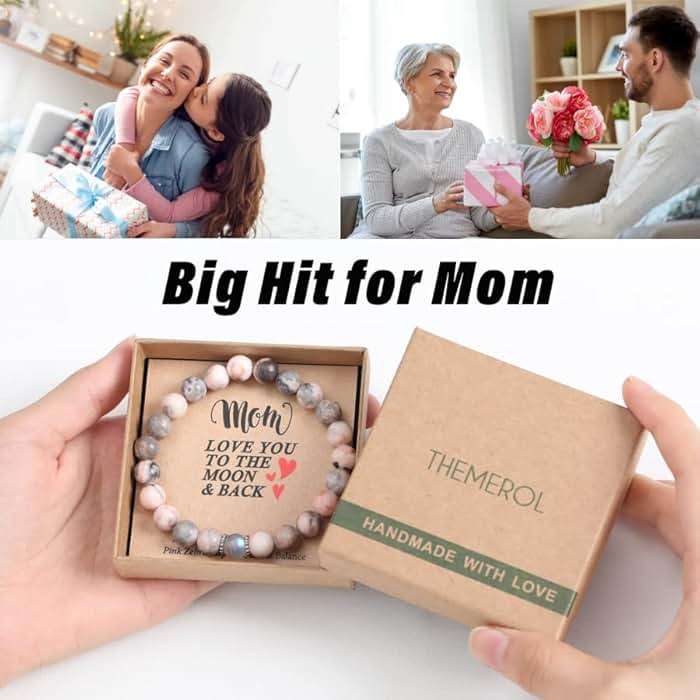 THEMEROL Handmade Natural Crystal Gifts for Mom/Aunt/Sister/Mommy to be/Godmother/Wife/Grandma-Love/Balance Meaningful Bracelet - Image 4