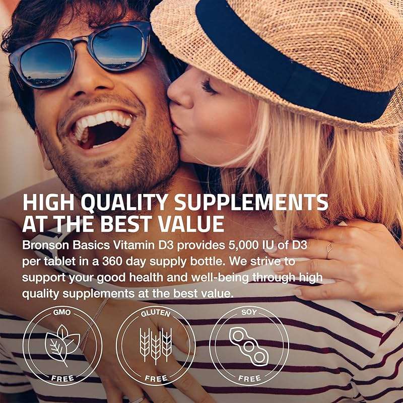 Bronson Vitamin D3 5000iu (125mcg) Healthy Muscle Function and Immune Support, Non-GMO, 360 Tablets - Image 4