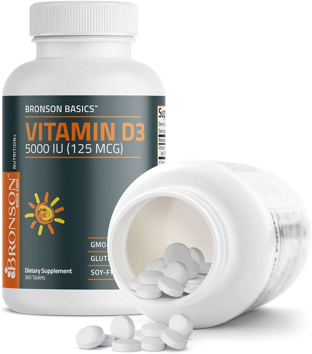 Bronson Vitamin D3 5000iu (125mcg) Healthy Muscle Function and Immune Support, Non-GMO, 360 Tablets - Image 6