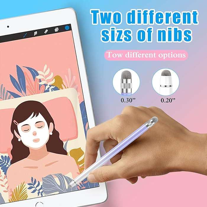 Bopomofo 2PCS Stylus Pens for Touch Screens,Stylus Pen for iPhone/iPad/Tablet Android/Microsoft Surface,Compatible with Touch Screens(White Pink/White Purple) - Image 5