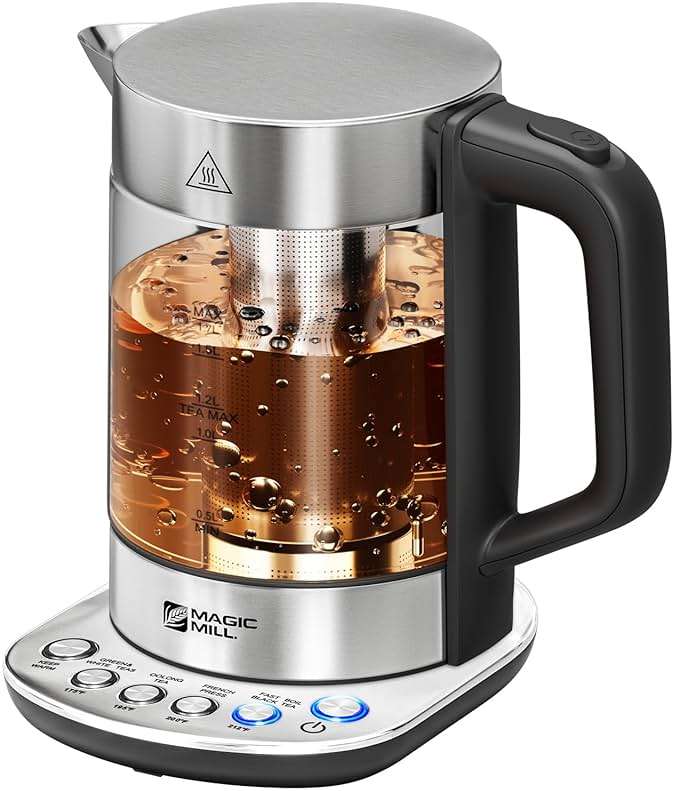 Magic Mill Pro Electric Kettle with tea Infuser and Temperature Control - Keep Warm Function, Rapid Boil, Automatic Safety Shut Off, BPA Free, No Plastic on Water, British Patent Technology,Large 1.7L - Image 1
