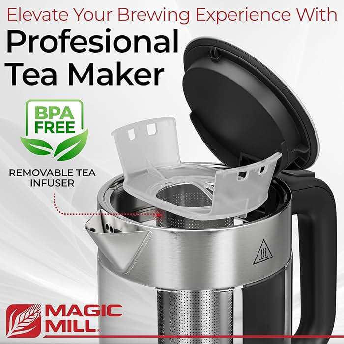 Magic Mill Pro Electric Kettle with tea Infuser and Temperature Control - Keep Warm Function, Rapid Boil, Automatic Safety Shut Off, BPA Free, No Plastic on Water, British Patent Technology,Large 1.7L - Image 4