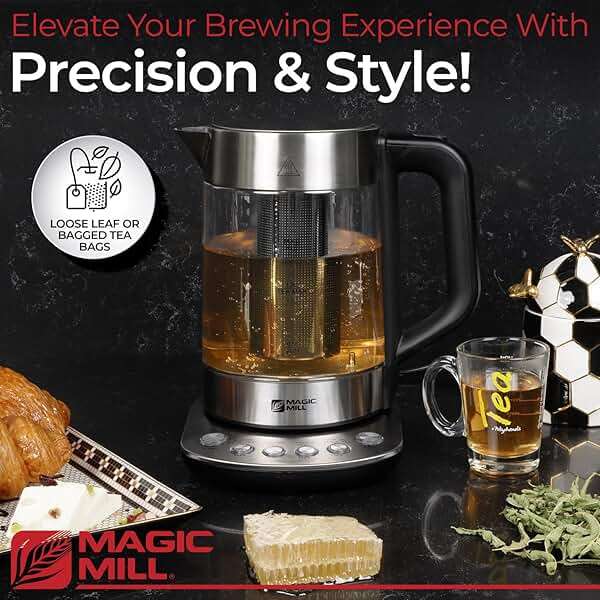 Magic Mill Pro Electric Kettle with tea Infuser and Temperature Control - Keep Warm Function, Rapid Boil, Automatic Safety Shut Off, BPA Free, No Plastic on Water, British Patent Technology,Large 1.7L - Image 7