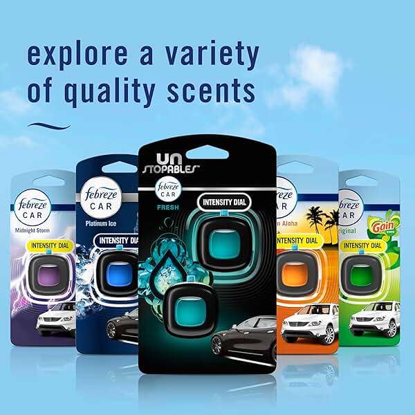 Febreze Car Air Freshener, Odor-Fighting Automotive Vent Clip, Scented Car Accessories, Long Lasting for Strong Odors, Unstopables Fresh Scent, .07 fl oz, 4 Count - Image 7