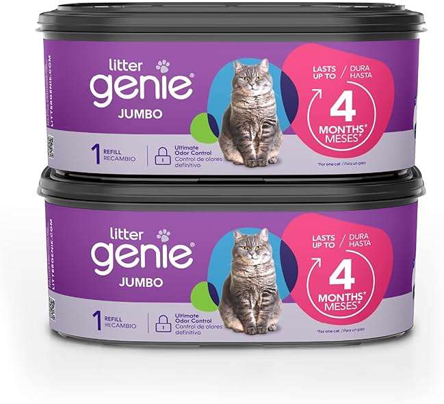 Litter Genie Refill Bags | Jumbo 2-Pack, 56 Total ft | Up to 8 Months of Supply in 2 cartridges | Ultimate Odor Control Cat Litter Bags - Image 1