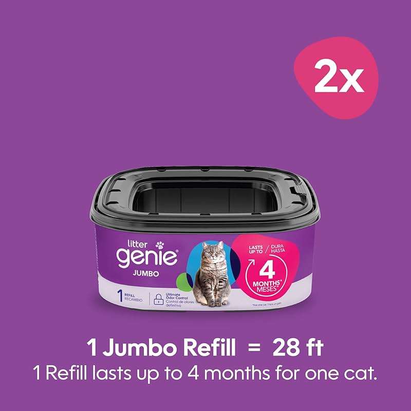 Litter Genie Refill Bags | Jumbo 2-Pack, 56 Total ft | Up to 8 Months of Supply in 2 cartridges | Ultimate Odor Control Cat Litter Bags - Image 2
