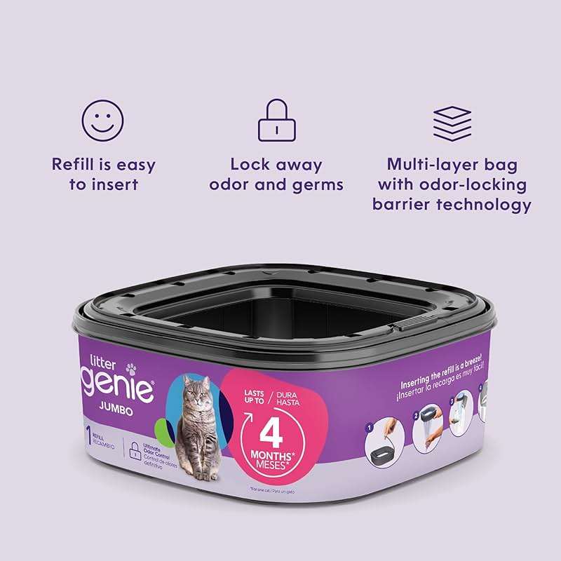 Litter Genie Refill Bags | Jumbo 2-Pack, 56 Total ft | Up to 8 Months of Supply in 2 cartridges | Ultimate Odor Control Cat Litter Bags - Image 6