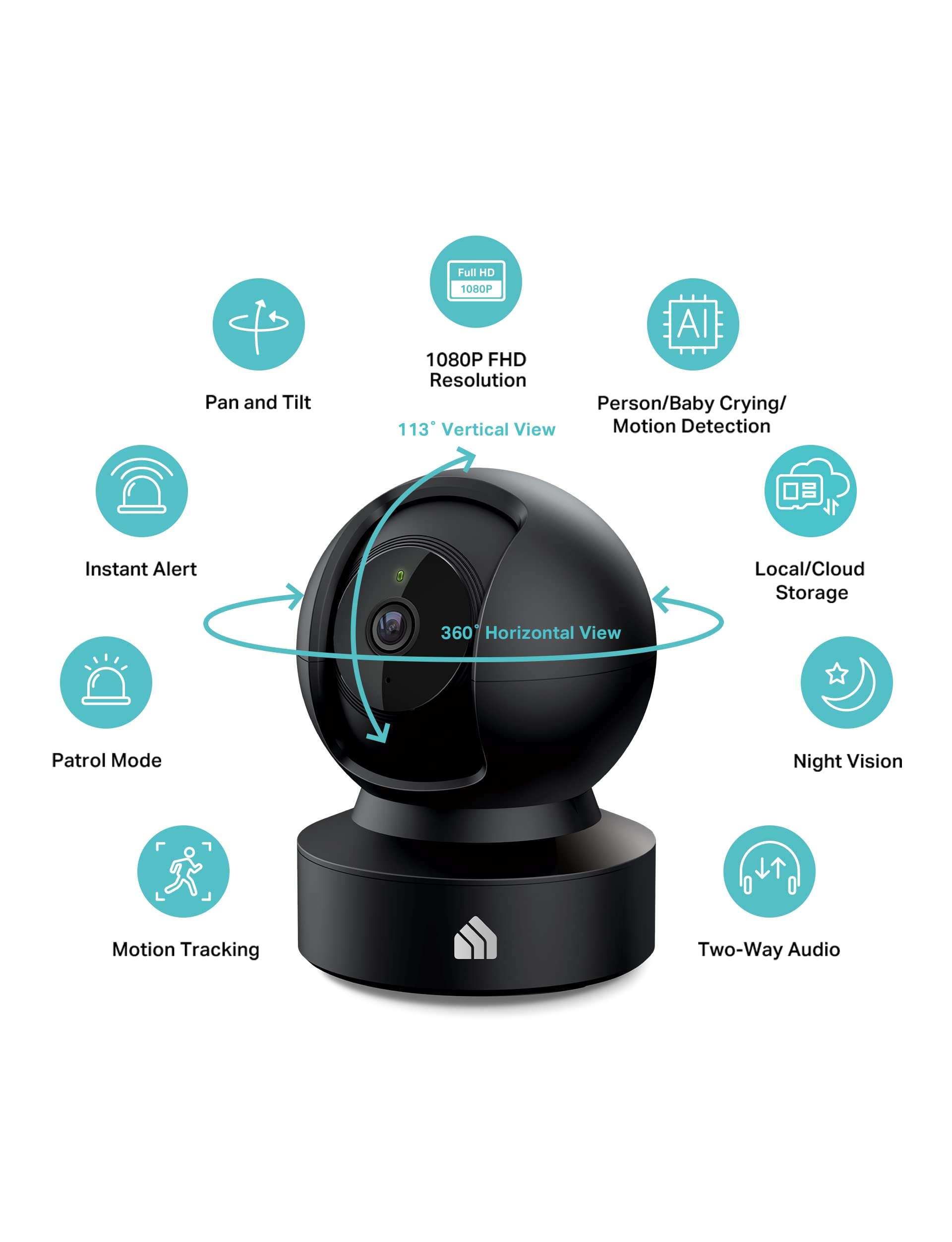 Kasa 1080p Indoor Pan/Tilt Wired Security Camera - Works as a Baby & Pet Monitor, Motion Detection & Tracking, 2-Way Audio, Night Vision, Subscription-Free Local Storage or Optional Cloud, EC71 - Image 3