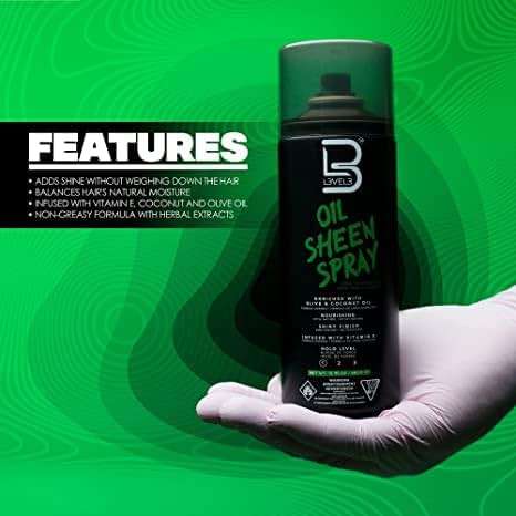 L3 Level 3 Oil Sheen Spray - Adds Shine to Hair After Styling - Infused with Vitamin E, Olive and Coconut Oil and Herbal Extracts Level Three Oil Shine Spray (Sample Powder Included) - Image 5