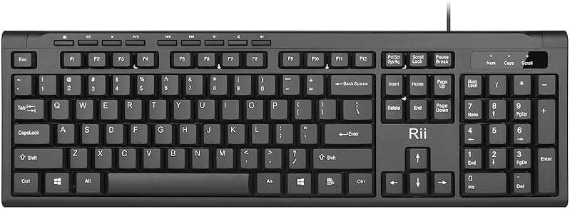 Rii RK907 Ultra-Slim Compact USB Wired Keyboard for Mac and PC,Windows 10/8 / 7 / Vista/XP (Black) (1PCS) - Image 1