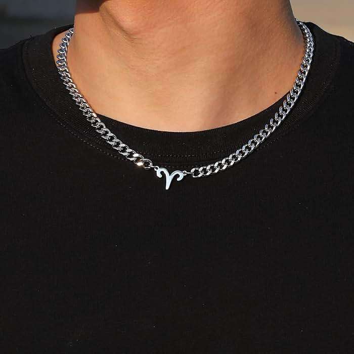 GLITTO Zodiac Sign Necklace for Men Boys Women, Stainless Steel Constellation Horoscope Astrology Pendant necklace, Cuban chain 18+2 inches - Image 2