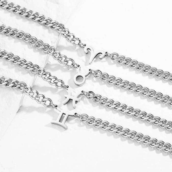 GLITTO Zodiac Sign Necklace for Men Boys Women, Stainless Steel Constellation Horoscope Astrology Pendant necklace, Cuban chain 18+2 inches - Image 4