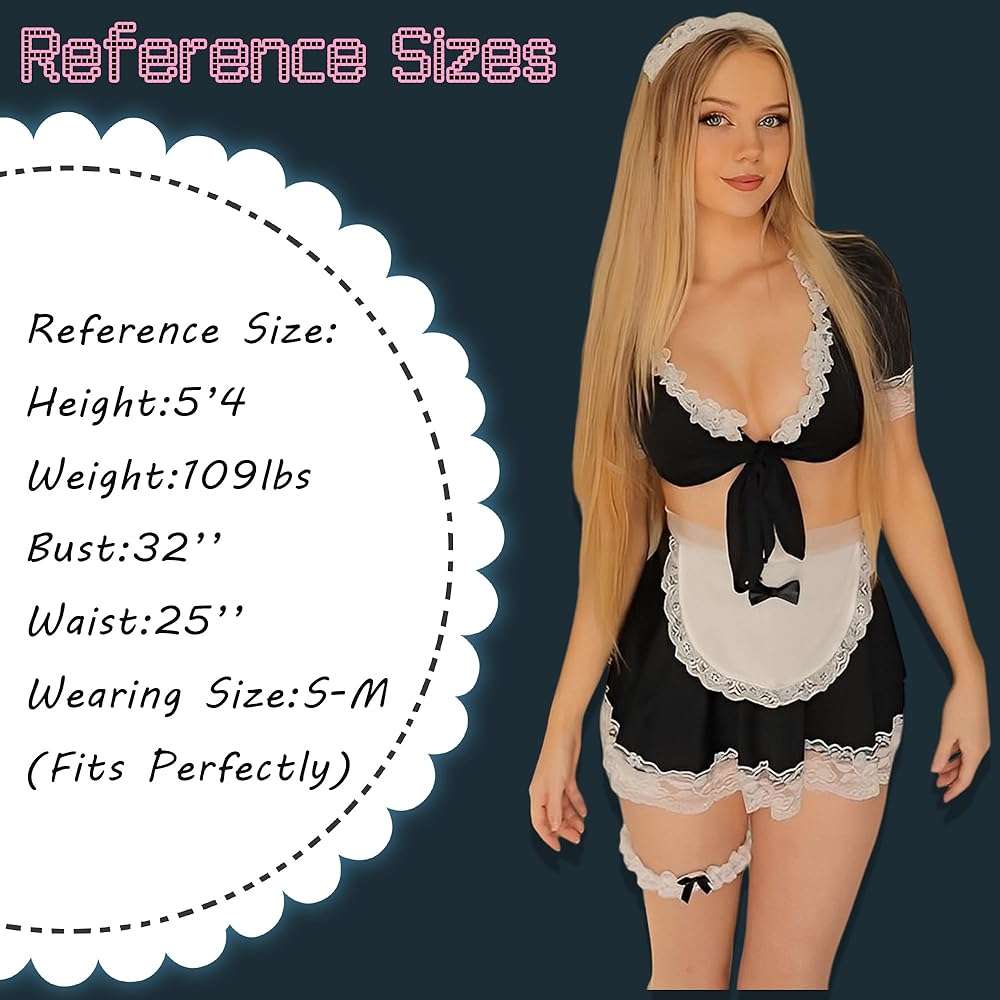 paloli Maid Outfit For Women, Maid Costume With Lace Apron, Fancy Halloween Dress Cosplay Lingerie Set - Image 2
