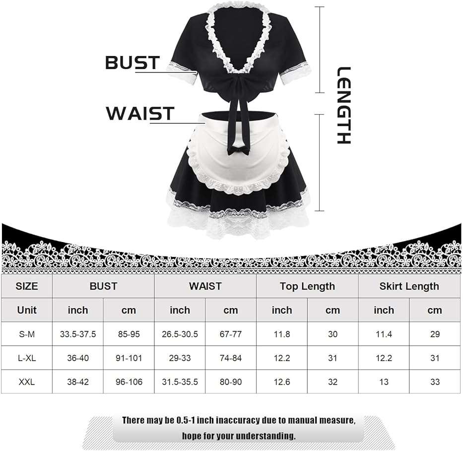paloli Maid Outfit For Women, Maid Costume With Lace Apron, Fancy Halloween Dress Cosplay Lingerie Set - Image 6