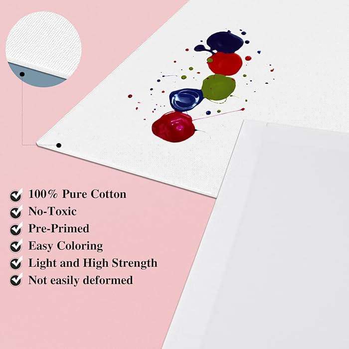 ESRICH 8x10 Canvas for Painting, 80 Pack Blank Painting Canvas, Primed Cotton Canvas Boards for Painting for Oil Paint, Watercolor, Acrylic Paint, Gouache and Tempera. - Image 3