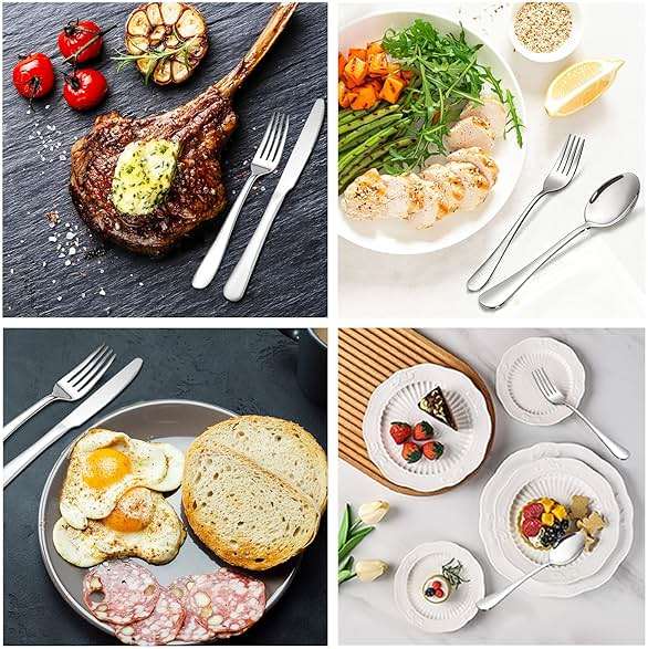 Silverware Set,SANTUO Stainless Steel Knives Spoon Forks Set for Home, Kitchen and Restaurant, Mirror Polished& Dishwasher Safe (12pcs-Silverware set) - Image 6