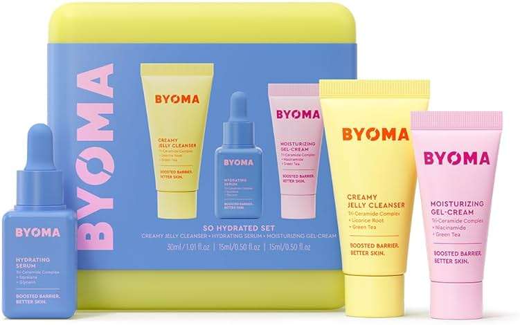 BYOMA So Hydrating Set - Barrier Repair Skincare Set - Creamy Jelly Cleanser, Hydrating Face Serum & Ceramide Face Moisturizer for Dry Skin - Anti Wrinkle, Alcohol Free Skin Care - 30ml, 15ml, 15ml - Image 1