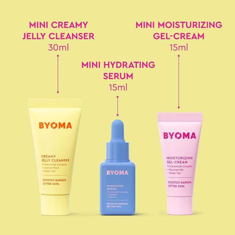 BYOMA So Hydrating Set - Barrier Repair Skincare Set - Creamy Jelly Cleanser, Hydrating Face Serum & Ceramide Face Moisturizer for Dry Skin - Anti Wrinkle, Alcohol Free Skin Care - 30ml, 15ml, 15ml - Image 2
