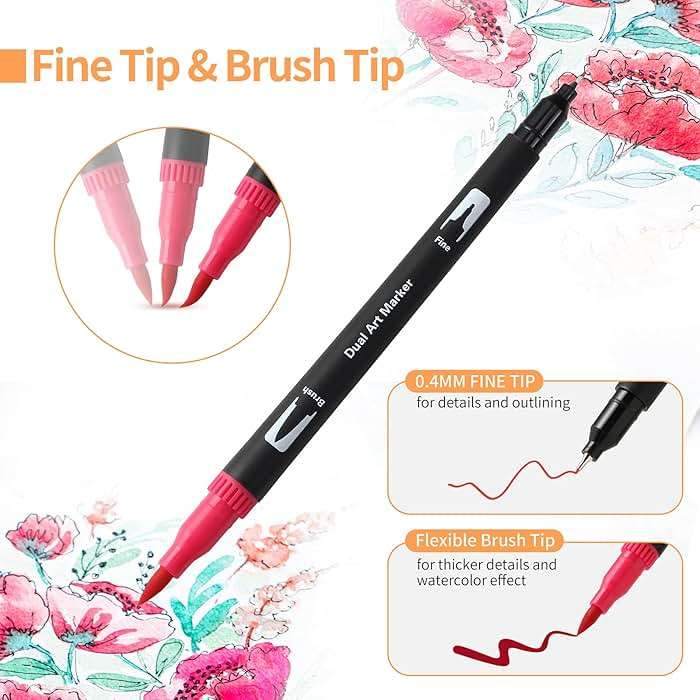 Peablce Art Markers Brush Pen, Markers for Adult Coloring Books No Bleeding,32 Colored Pens Fine Point Highlighter Pen & Brush for Adult Coloring Journaling Note Taking Planner - Image 4