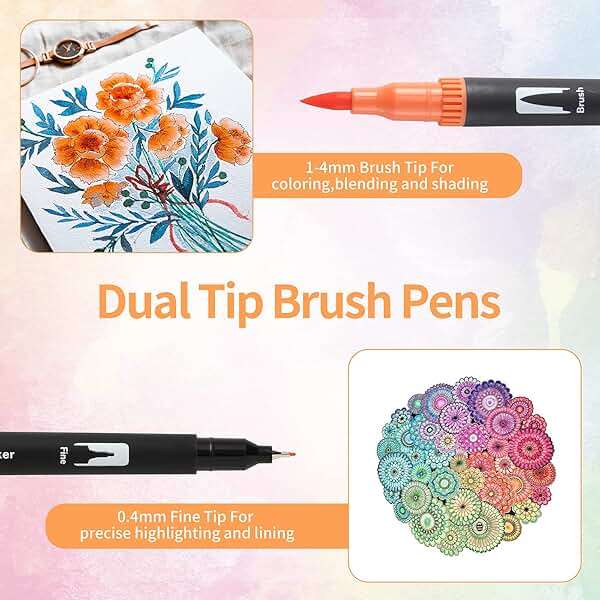 Peablce Art Markers Brush Pen, Markers for Adult Coloring Books No Bleeding,32 Colored Pens Fine Point Highlighter Pen & Brush for Adult Coloring Journaling Note Taking Planner - Image 5