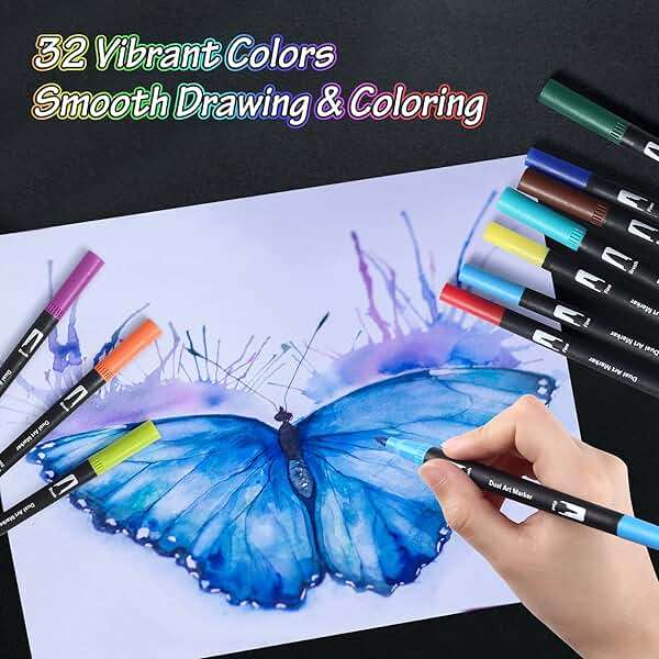 Peablce Art Markers Brush Pen, Markers for Adult Coloring Books No Bleeding,32 Colored Pens Fine Point Highlighter Pen & Brush for Adult Coloring Journaling Note Taking Planner - Image 7